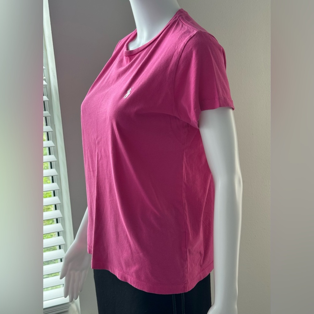 Polo Ralph Lauren Women's T-shirt size L pink color with a round neck. - Picture 4 of 13